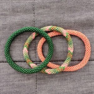 LILY and LAURA Green/Pink Bracelets, Lot of 3
